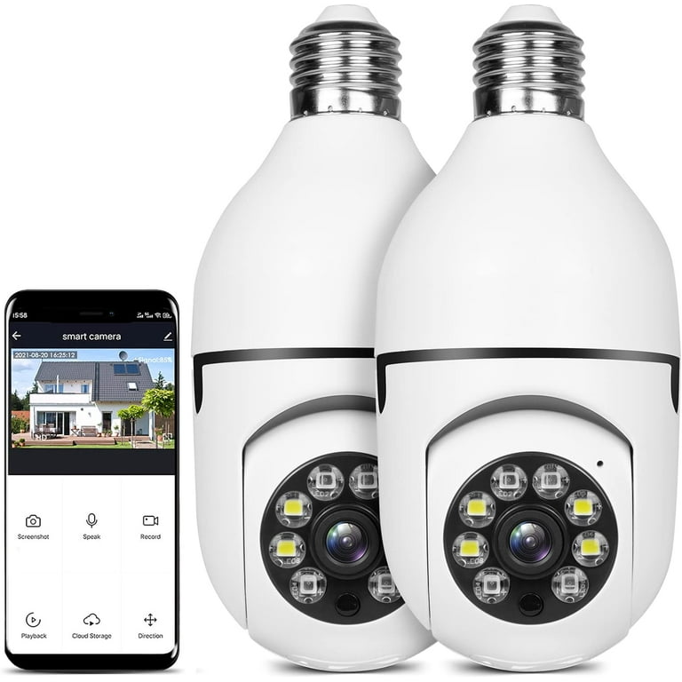 SOONHUA E27 Light Bulb Base Camera, Wi-Fi Remote Access, 1080p