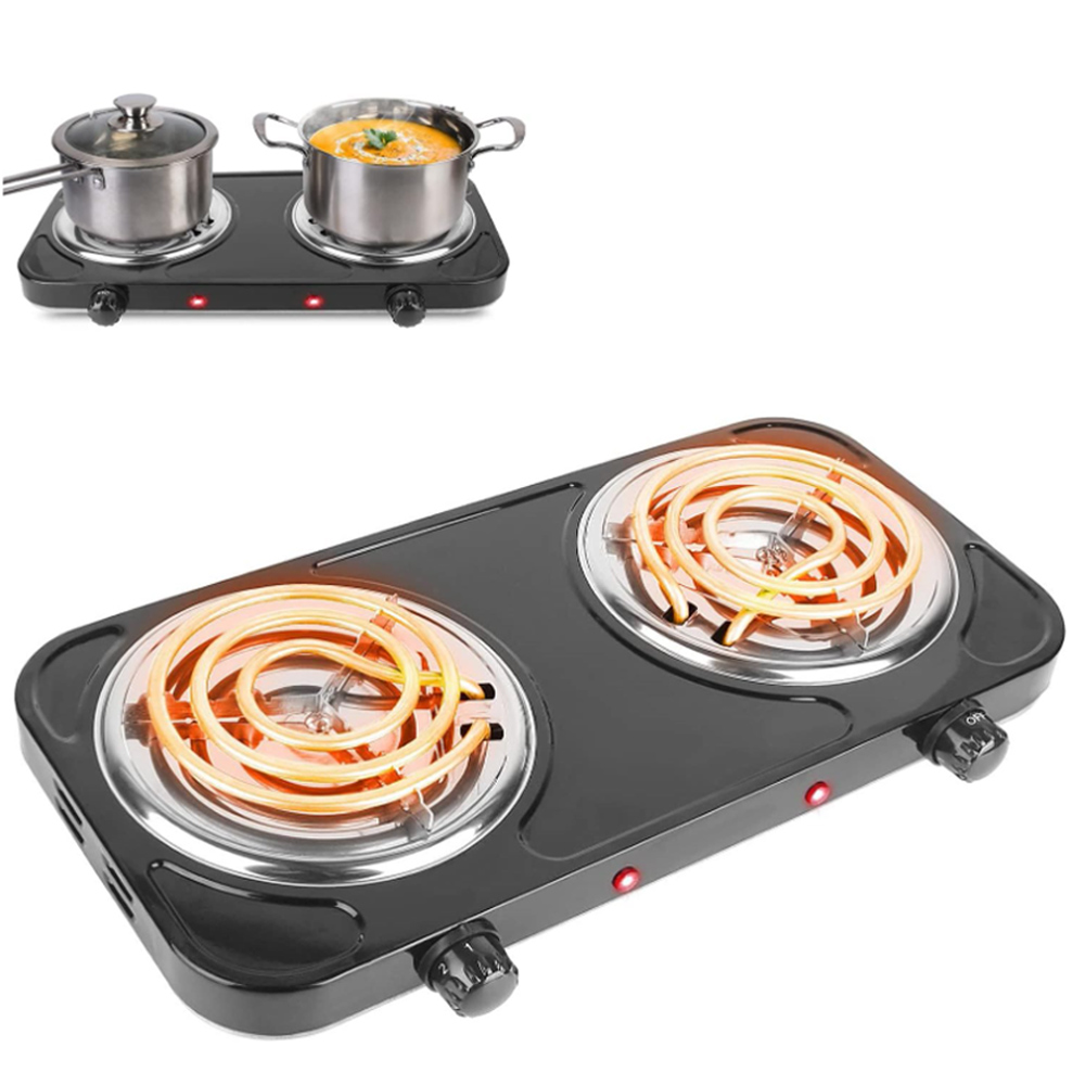SOONHUA Electric Stove, Double Burner Cooktop, Compact and Portable, 5