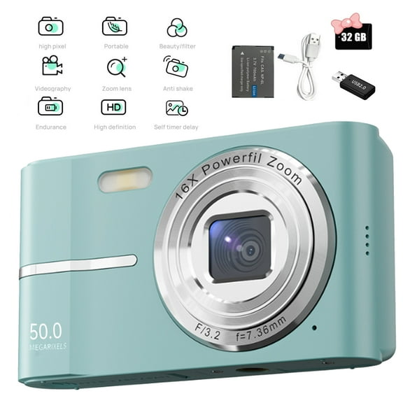 SOONHUA FHD 1080P 50MP Digital Camera 16X Zoom Autofocus Point and Shoot Camera with 32GB TF Card