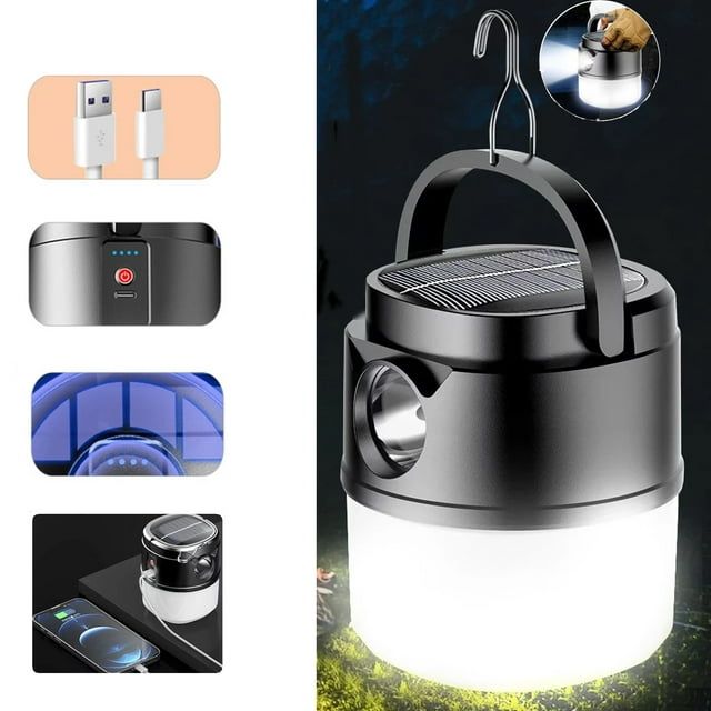 SOONHUA LED Camping Lantern, Solar Rechargeable Outdoor Tent Light, 4