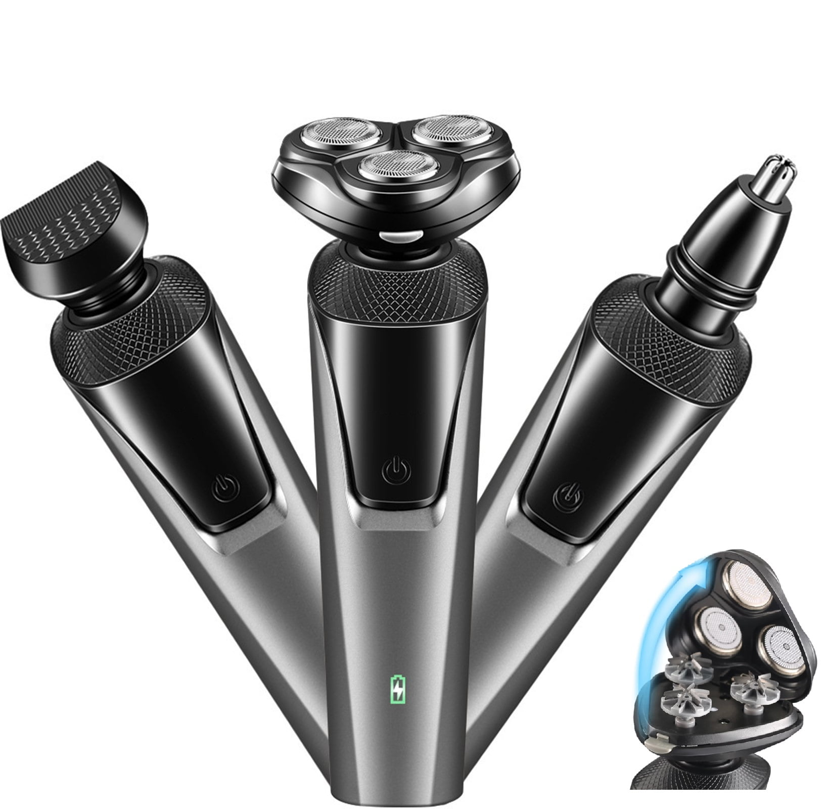 SOONHUA Mens Electric Shavers Razor Beard Trimmer Rotary Facail Head