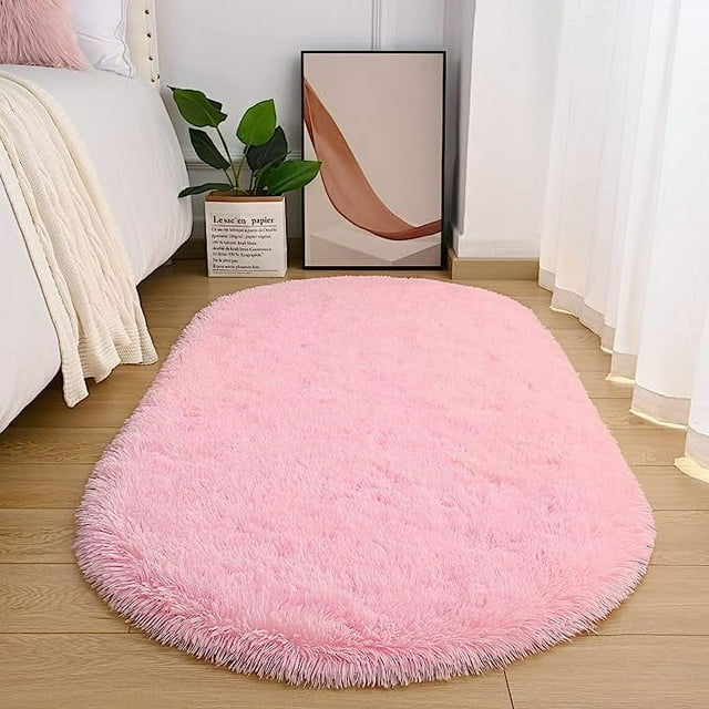 SOONHUA Oval Fluffy Ultra Soft Area Rugs for Bedroom Plush Shaggy