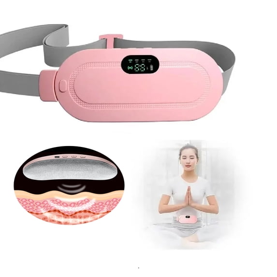 SOONHUA Portable Cordless Heating Pad for Menstrual Cramps Relief, Heating Pad for Stomach, 3-Speed Temperature Adjustment and 4-Speed Massage Modes, Back and Belly Heating Pad for Women(Pink)