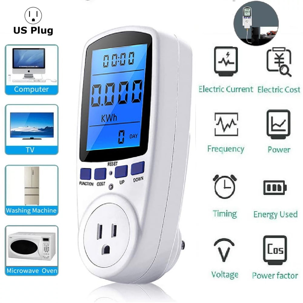 SOONHUA Power Meter Energy Voltage Amps Electricity Usage Monitor