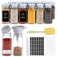 thumbnail image 1 of SOONTRANS 12Pcs Glass Spice Jars with Labels, Glass Jars with Lids, Kitchen Spice Storage Jar, Collapsible Funnel, Seasoning Storage Bottles for Spice Rack, Cabinet, Drawer, 1 of 7