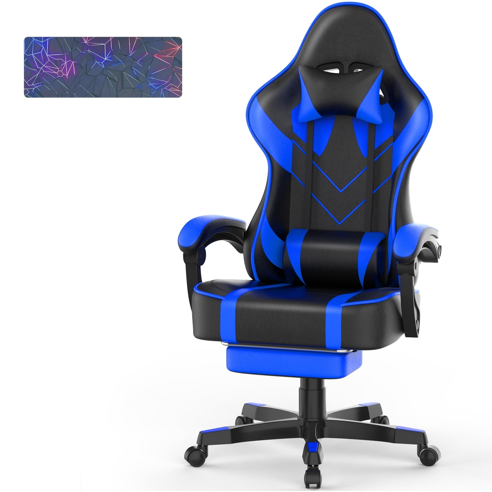 SOONTRANS Blue Gaming Chair for Adults, Ergonomic Computer Office Chair ...