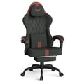 thumbnail image 1 of SOONTRANS Ergonomic Gaming Chair with Footrest, Adult Office Chair with Pocket Spring Cushion, Gamer Game with Massage Lumbar Cushion Linen Fabric, Reclining Computer Chair, Black & Red, 1 of 10
