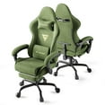 thumbnail image 1 of SOONTRANS Gaming Chair for Adult, Velvet Fabric High Back Gamer Game Chair with Footrest, Ergonomic Comfortable Computer Office Chair with Massage Lumbar Cushion, Reclining Leather Desk Chair, Green, 1 of 10