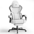 thumbnail image 1 of SOONTRANS Gaming Chair for Adult, Linen Fabric Racing Office Computer Desk Chair, Ergonomic Gamer Chair for Adult, High Back Comfortable Video Game Chair with Footrest Massage Lumbar Cushion, White, 1 of 9