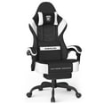 thumbnail image 1 of SOONTRANS Gaming Chair for Adults, Ergonomic Linen Fabric Computer Chair with Massage Lumbar Pillow, Gamer Game Chair with Adjustable Headrest, Comfortable Office Chair for Home, Black, 1 of 10