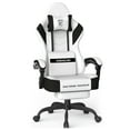 thumbnail image 1 of SOONTRANS Gaming Chair for Adults, Ergonomic Linen Fabric Computer Chair with Massage Lumbar Pillow, Gamer Game Chair with Adjustable Headrest, Comfortable Office Chair for Home, White, 1 of 10