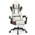 thumbnail image 1 of SOONTRANS Gaming Chair for Adults, Ergonomic Linen Fabric Computer Chair with Massage Lumbar Pillow, Gamer Game Chair with Adjustable Headrest, Comfortable Office Chair for Home, Beige and Brown, 1 of 10
