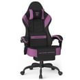 thumbnail image 1 of SOONTRANS Gaming Chair for Adults, Ergonomic Linen Fabric Computer Chair with Massage Lumbar Pillow, Gamer Game Chair with Adjustable Headrest, Comfortable Office Chair for Home, Black and Purple, 1 of 10