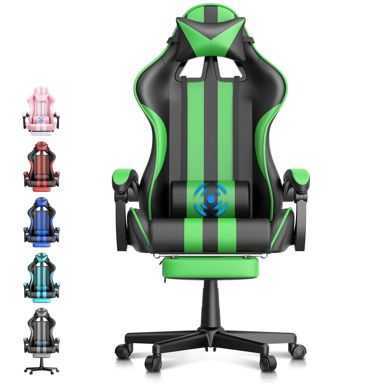 Ferghana Gaming Chair for Adults, Leather Office Chair with Footrest