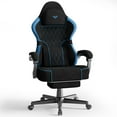 thumbnail image 1 of SOONTRANS Gaming Chair for Adults, Velvet Fabric High Back Comfortable Video Game Chair with Footrest and Massage Lumbar Cushion, Racing Office Computer Desk Chair, Ergonomic Gamer Chair, Black/Blue, 1 of 10