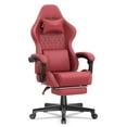 thumbnail image 1 of SOONTRANS Gaming Chair with Footrest, Computer Game Chair with Massage Lumbar Support & Headrest, High Back Vintage Office Game Chair for Adults and s, Red, 1 of 9