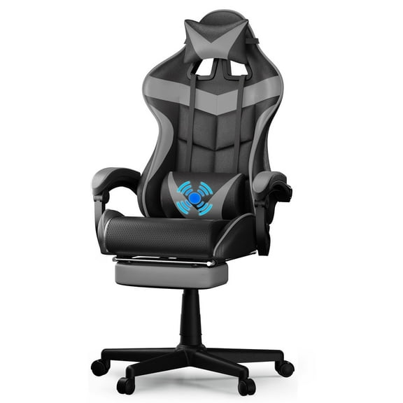 SOONTRANS Gaming Chair with Footrest, Ergonomic Game Gamer Chair with Lumbar Support & Headrest, Recliner Leather Computer Chairs