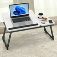 thumbnail image 1 of SOONTRANS Laptop Bed Tray Table, Adjustable Foldable Lap Desk for Bed and Sofa, Laptop Desk with 5 Tilt Angles Notebook Stand Stand for Eating Breakfast, Reading Book,Warm White, 1 of 9