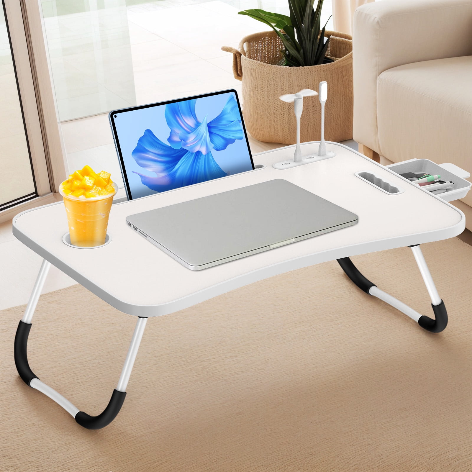 SOONTRANS Foldable Lap Desk, Portable Laptop Desk Table Workspace ...