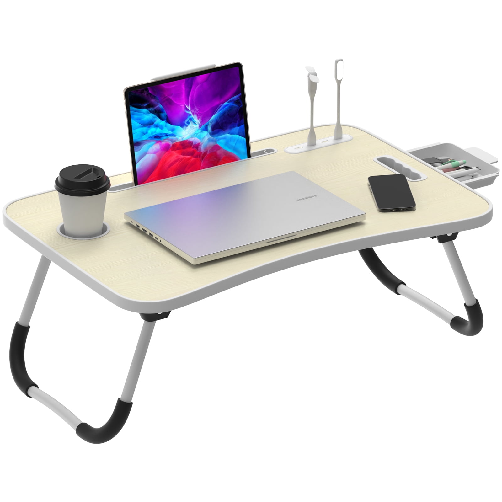 SOONTRANS Foldable Lap Desk, Portable Laptop Desk Table Workspace ...