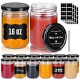 thumbnail image 1 of SOONTRANS Mason Jars 16oz, 12 Pack Regular Mouth Glass Jars With Lid Salad Jars with Stickers Canning Jars, Condiment Pots Pickling Home Decor Overnight Oats Fruit Preserves Jam Jelly Food Relishes, 1 of 7