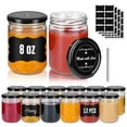 thumbnail image 1 of SOONTRANS Mason Jars 8oz, 12 Pack Regular Mouth Glass Jars With Lid Salad Jars with Stickers Canning Jars, Condiment Pots Pickling Home Decor Overnight Oats Fruit Preserves Jam Jelly Food Relishes, 1 of 6