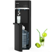 SOOPYK 3 in 1 Hot and Cold Water Dispenser with Ice Maker Bottom Load for 3 or 5 Gallon Bottle 22lbs Daily Capacity Bullet-Shaped Ice, Black