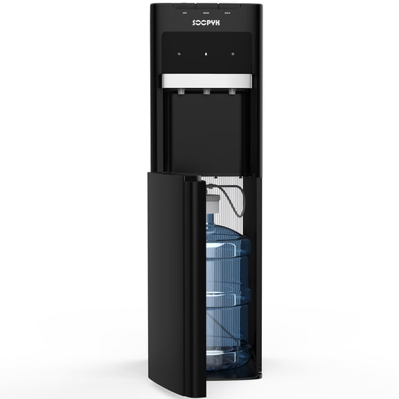 SOOPYK Bottom Load Water Cooler Dispenser for 3-5 Gallon, Hot/Cold/Room,Self Cleaning,Child Lock,Black,for Home&Office