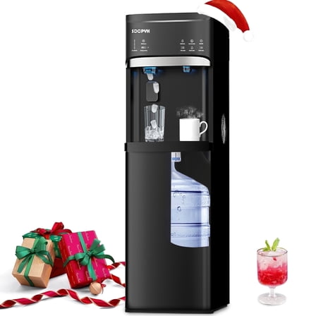 SOOPYK Bottom Load Water Dispenser with Built-In Ice Maker,3-Temp (Cold/Hot/Room), 22lbs/Day, Self-Clean, Child Lock | Fits 5 Gallon Bottles, Black