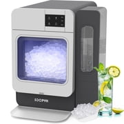 SOOPYK Self-Cleaning Nugget Ice Maker with Side Tank, Countertop Ice Maker, 34lbs /24H, LED Light, Gray