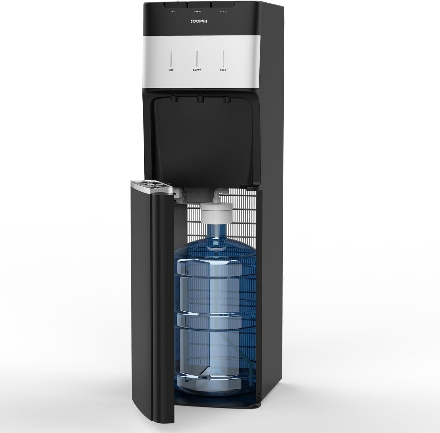 SOOPYK UV Self Clean Water Cooler Dispenser Bottom Load, 3-5 Gallon,3 Temperature(Cold/Hot/Warm),Child Lock,for Home & Office,Black