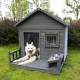 SOOVVY Large dog house, 44.2" long x 44.6" wide x 44.6" high solid wood