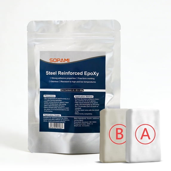 SOPAMI 2.82oz / 80g Epoxy Putty Fast Repair Epoxy Clay, High Strength 2 Part Filler Putty for Sculpting, Modeling, Crafting, All Purpose Pool Clay for Bonding Plastic Metal Ceramic Wood Tile Glass