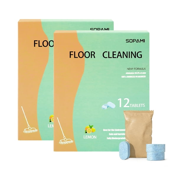 SOPAMI multi-effect floor cleaning tablets 24 Counts Lemon Scent | floor cleaner for mopping Robot Vacuums and Cordless Wet/Dry Vacuum Mop Cleaners, for Tile Vinyl Sealed Hard Floors