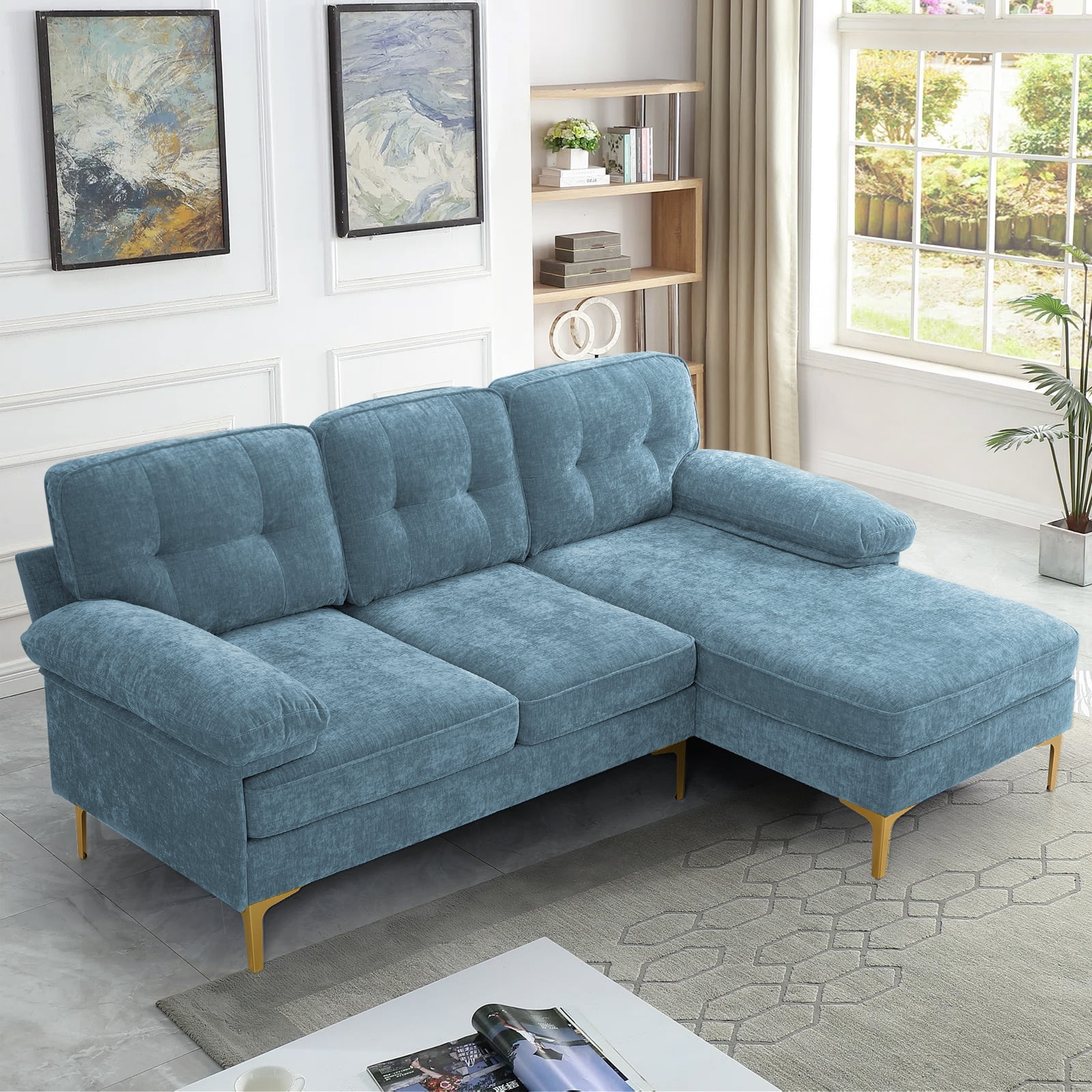 Chenille sectional sofa with cheap chaise