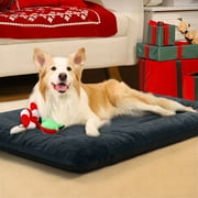 SOPAT Deluxe Washable Dog Bed for Large Dogs Dog Crate Mat 30 Inch Comfy Fluffy Kennel Pad Anti-Slip for Dogs Up to 40 lbs, 30" x 19", Dark Gray