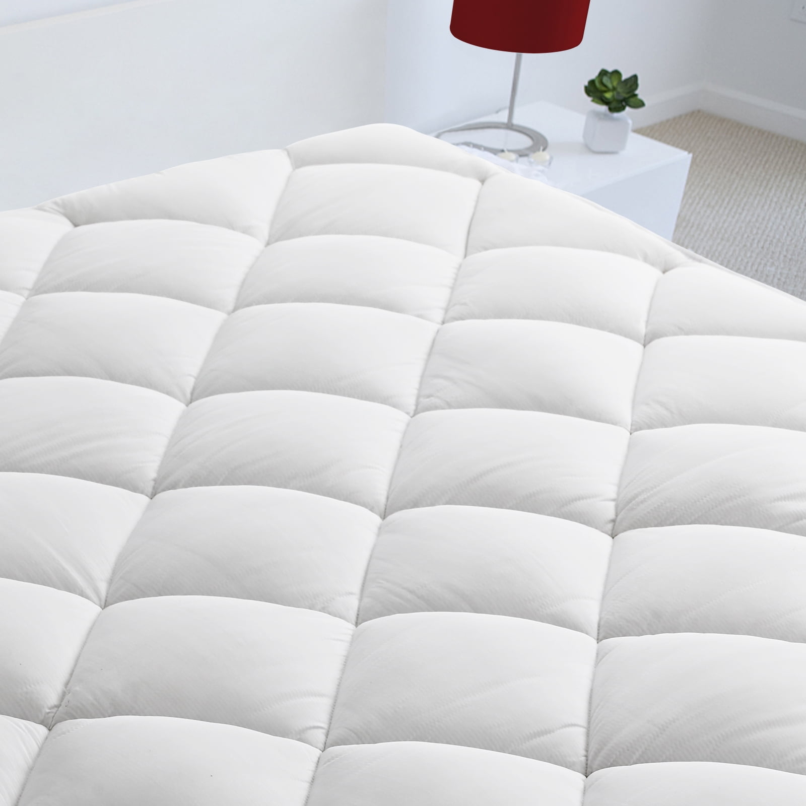 SOPAT Reversible Twin Size Quilted Mattress Pad Cover Topper Pillow Top Mattress  Protector with Fitted Deep Pocket 8-21, Cotton Fabric, Soft and  Comfortable (39 x 75) 