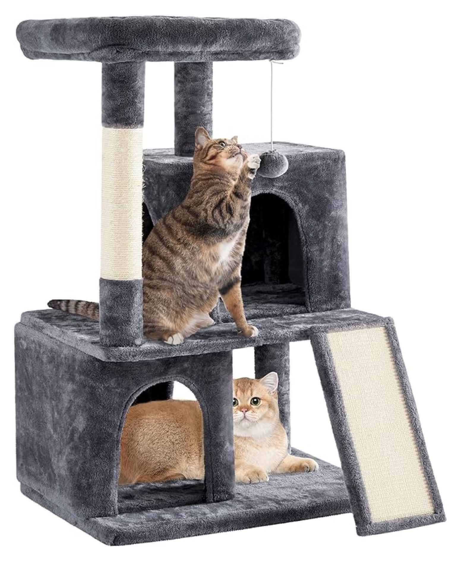 SOPEV 42in Cat Tree Tower with Scratching Posts, Plush Condo, Ramp ...
