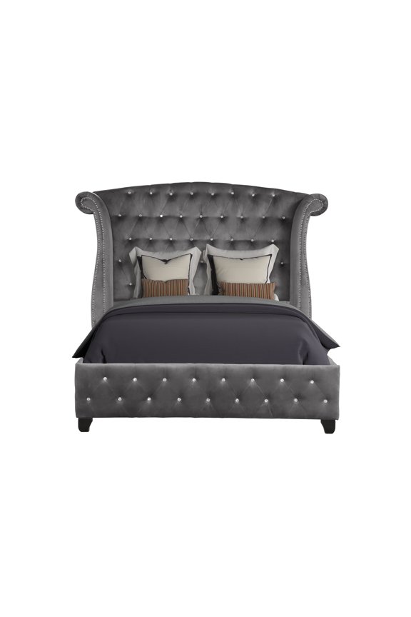 SOPHIA Crystal Tufted Full Bed Made With Wood In Color Gray(NJ INVENTORY)