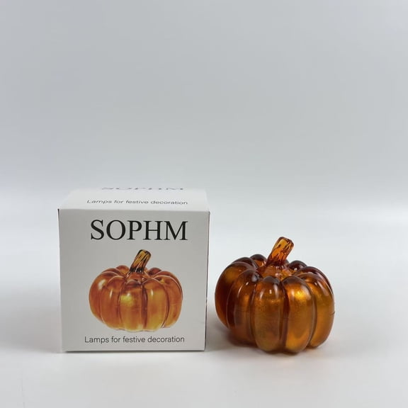 SOPHM Lamps for festive decoration,Glass Pumpkin Light LED Fall Lamp Fall Home Decoration Table Centerpiece(Pumpkin,5.75 x 5.75 x 5.63'')