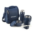 thumbnail image 1 of SOPL-OLIVEWARE Lunch Box With Steel Cutlery, Bpa Free Lids, 3 Inside Steel Containers 290ml, 450ml & 600ml Plastic Pickle Box 130ml Steel Water Bottle750ml Blue, 1 of 4