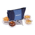 thumbnail image 1 of SOPL-OLIVEWARE Olive Glass Lunch Box, Insulated Fabric Bag, Leak Proof & Microwave Safe, Borosilicate Glass, Set of 4 (2 * 320ml & 2 * 400ml) - Blue, 1 of 4
