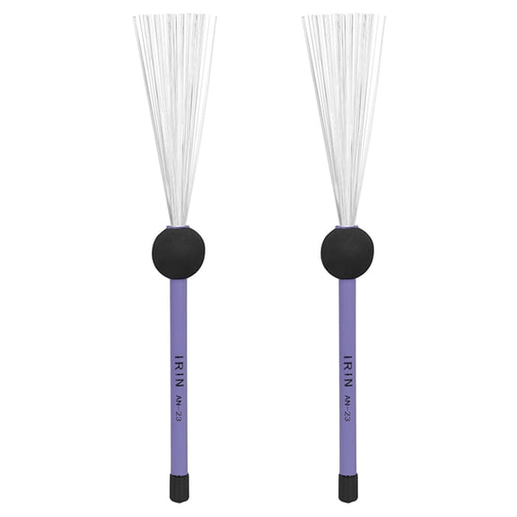 SOPOTUTU 1Pair Professional Steel Wire Drum Brush with Purple Wood Handle Durable Percussion Instrument Accessory