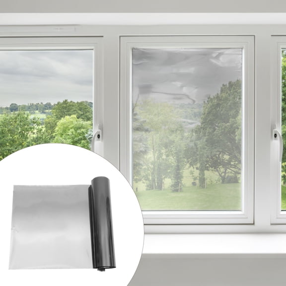 SOPOTUTU One Way Window Privacy Film Black Pet PVC Static Cling Reflective Sun Blocking Window Tint