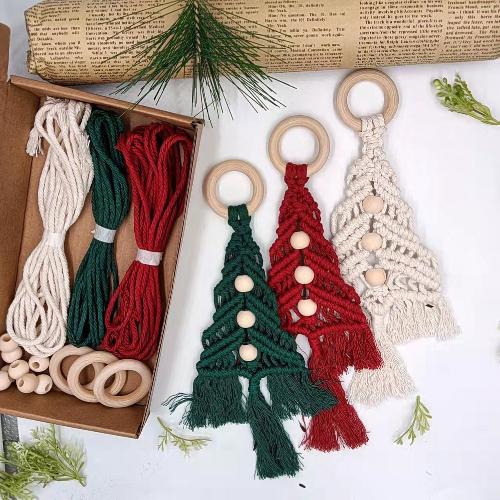 SOPOTUTU 1 Set Diy Macrame Kit Rice Color Diy Macrame Kit Keychain For ...