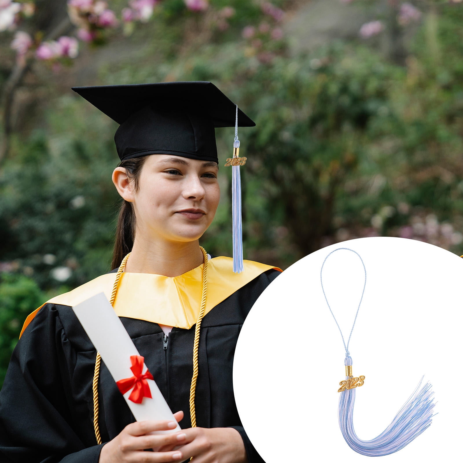 SUNNYCLUE Graduation Cap Charms Set - 4 Photo Memorial Charm Decorations With Tassels