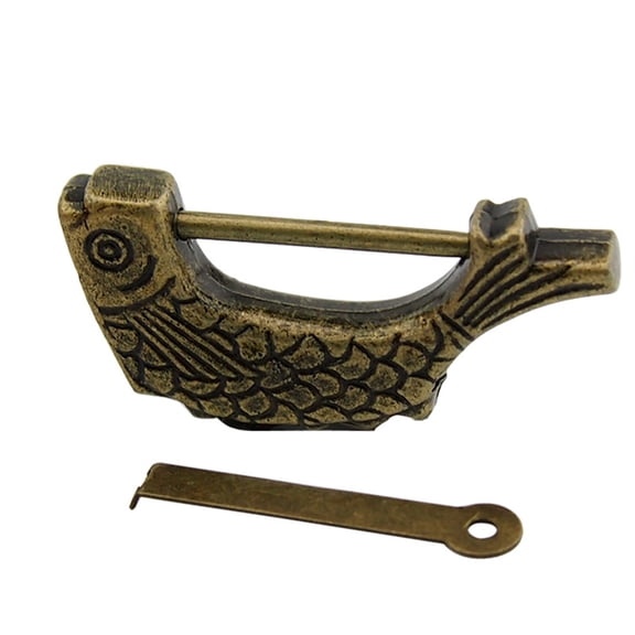SOPOTUTU 1Set Antique Fish Shaped Box Packing Buckle Dark Brown Alloy for Small Boxes