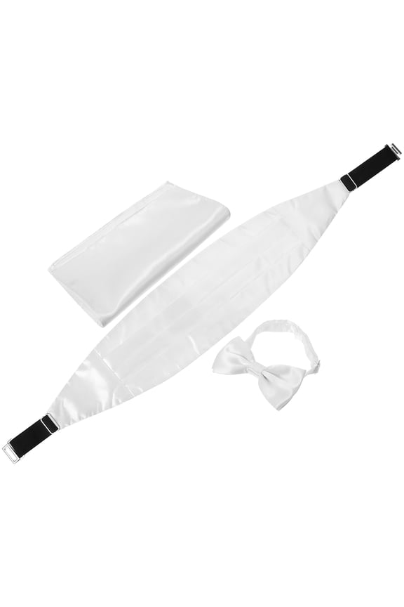 Men's Satin Cummerbund Bow Tie and Pocket Square Set for Formal Events and Elegant Occasions