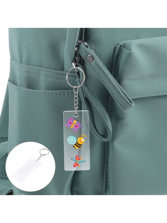 1Set Transparent Acrylic Keychain Blanks White for Handmade Key Chain Projects
