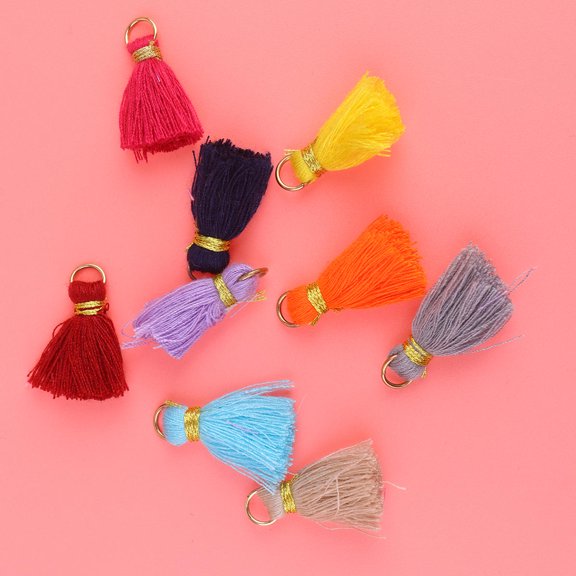 SOPOTUTU 100pcs Mixed Color Fabric Keychain Jewelry Making Accessories for Crafting and Projects